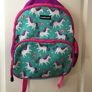 Crocodile Creek brand toddler sized unicorn print book bag